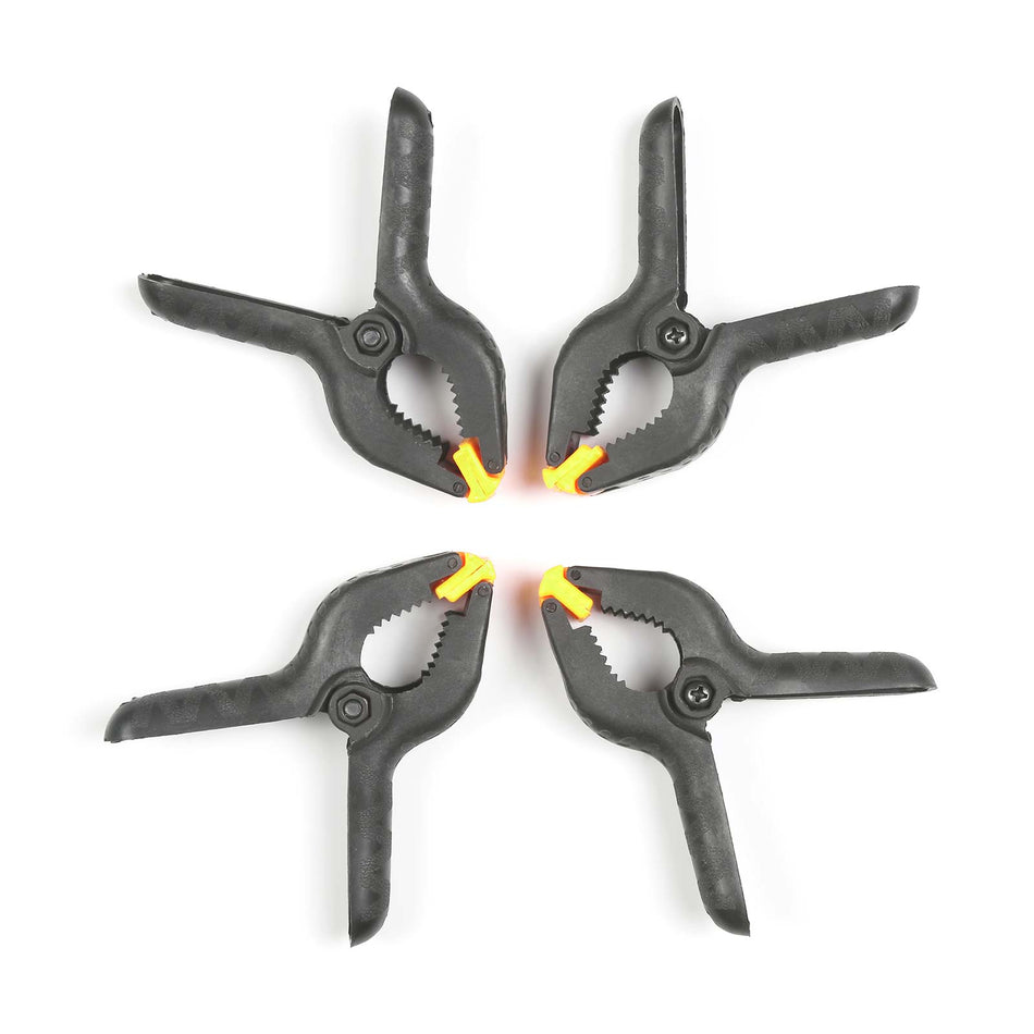 One-handed clamps, set of 2 screw clamps, tensioners, span width 305 mm, extension range 440 mm, steel and nylon for precise fixing