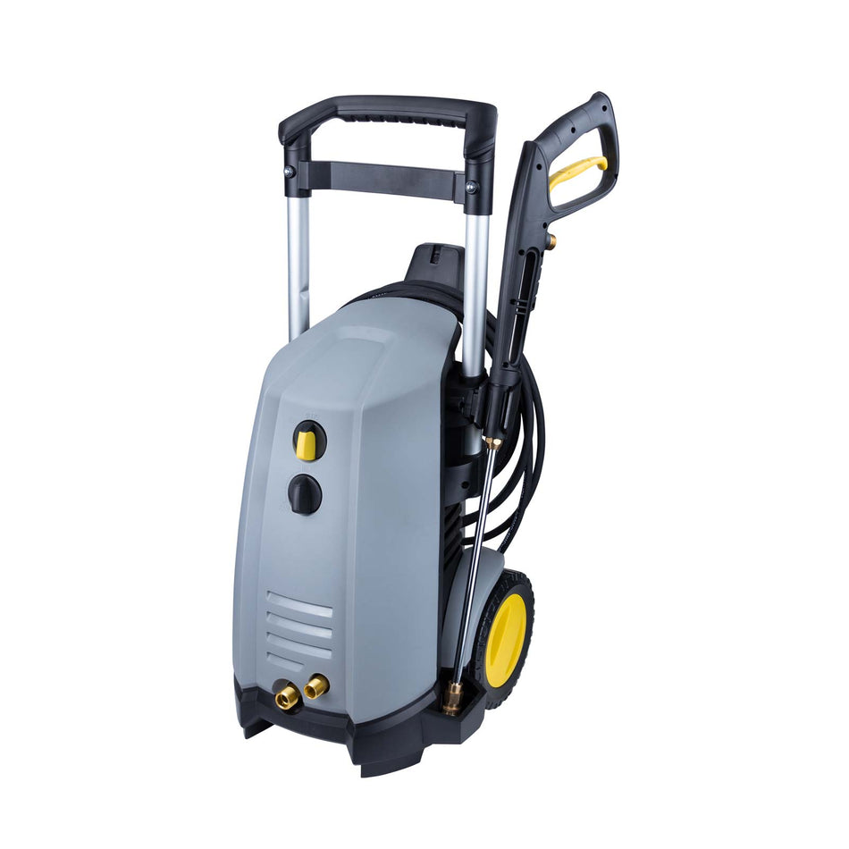 Pressure Washer 165 Bar, Max. Flow 480 L/H with 8 m Flexible Hose, 5 Nozzles, 4 Double Wheels Design with Telescopic Rod for Home, Garden